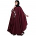 Designer Irani Kaftan with zari embroidery work-Maroon-silver